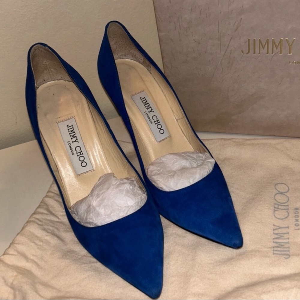 Jimmy Choo Pump in Blue Aegean Suede - Picture 6 of 7